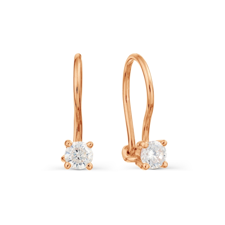 Cercei p-u copii din aur roșu cu pietre Cubic Zirconia Incolor