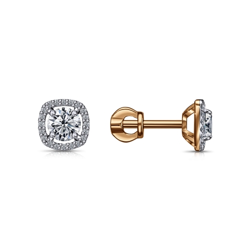 Cercei Pusete din aur roșu cu pietre Cubic Zirconia Incolor