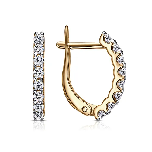 Cercei din aur roșu cu Cubic Zirconia Incolor