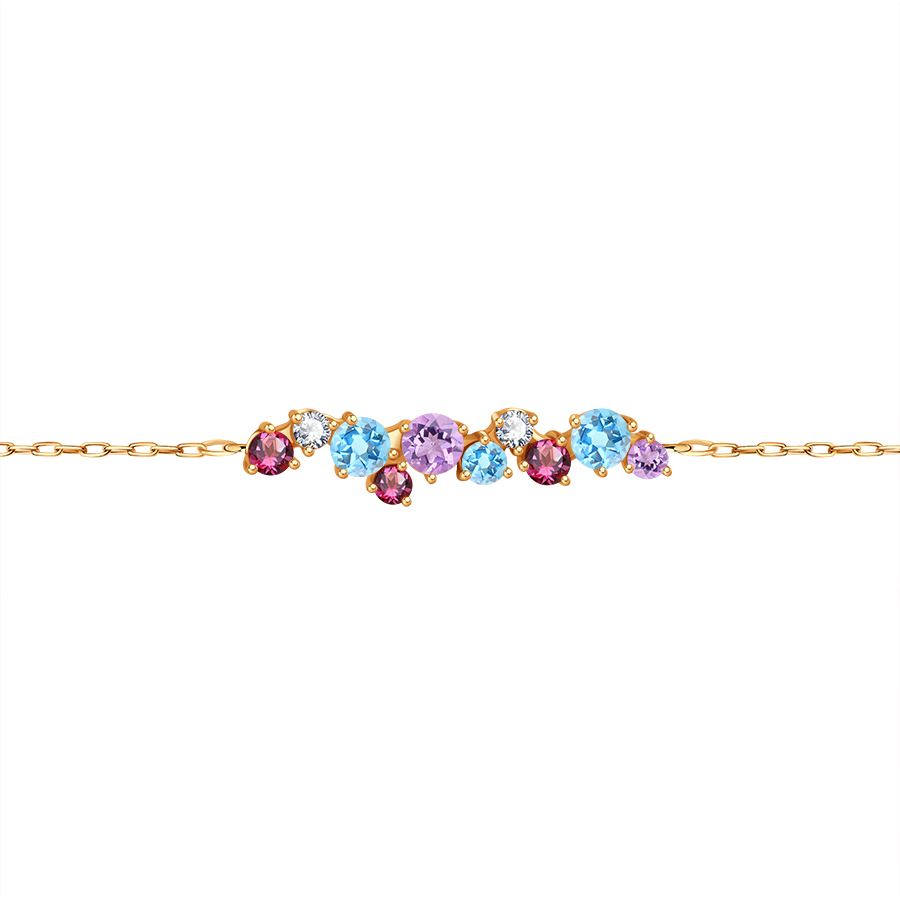 Brățară din aur roșu cu pietre Cubic Zirconia Incolor, Ametist și Topaz