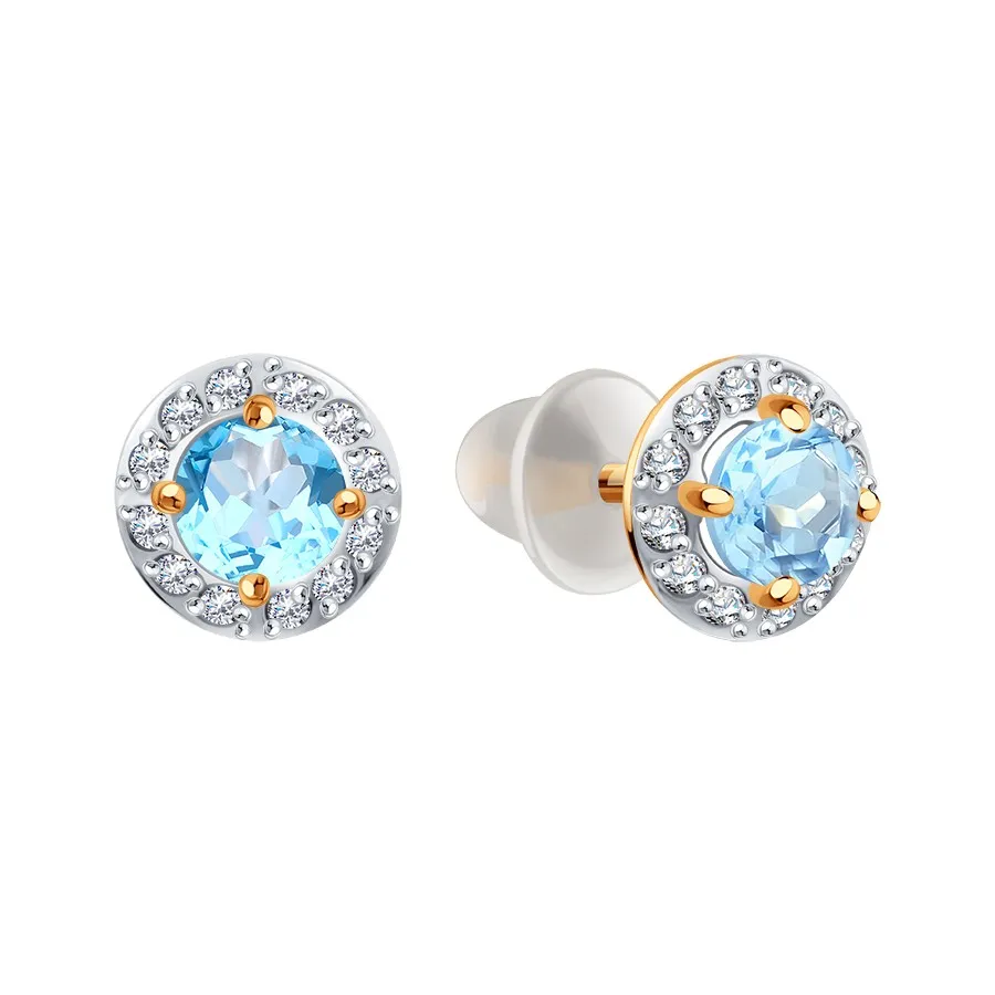 Cercei Pusete din aur roșu cu Cubic Zirconia Incolor, Topaz și Silicon