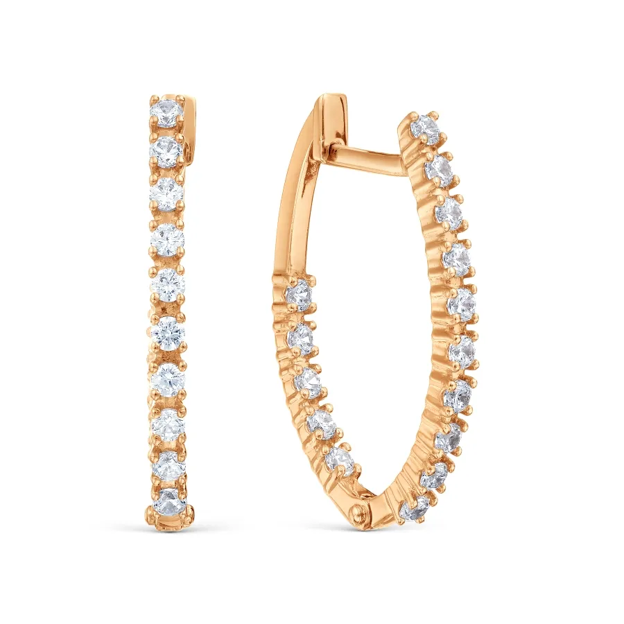 Cercei Creole din aur roșu cu Cubic Zirconia Incolor