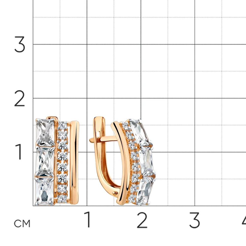 Cercei din aur roșu cu Cubic Zirconia Incolor