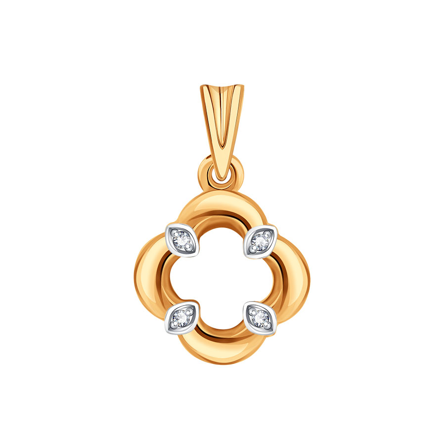 Pandantiv din aur roșu cu pietre Cubic Zirconia Incolor