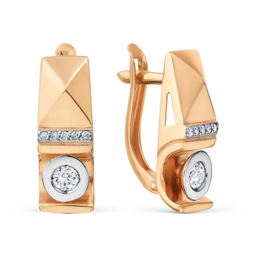 Cercei din aur alb și roșu cu Cubic Zirconia Incolor