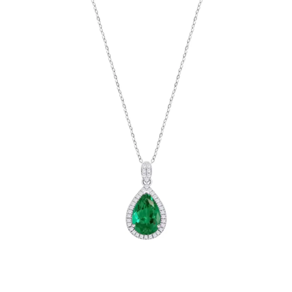 Colier din argint cu Cubic Zirconia Incolor, Cubic Zirconia Verde