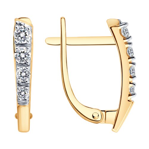 Cercei din aur roșu cu pietre Cubic Zirconia Incolor