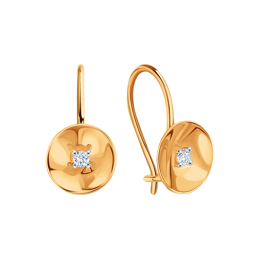 Cercei p-u copii din aur roșu cu pietre Cubic Zirconia Incolor