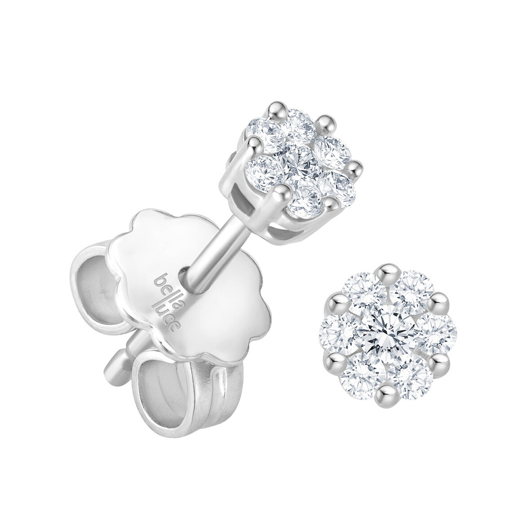 Cercei Pusete din aur alb cu pietre Diamant