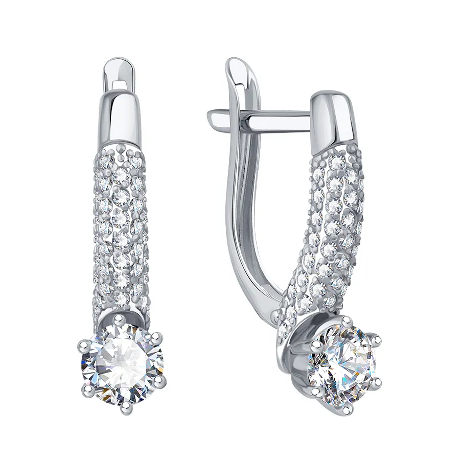 Cercei din aur alb cu Cubic Zirconia Incolor