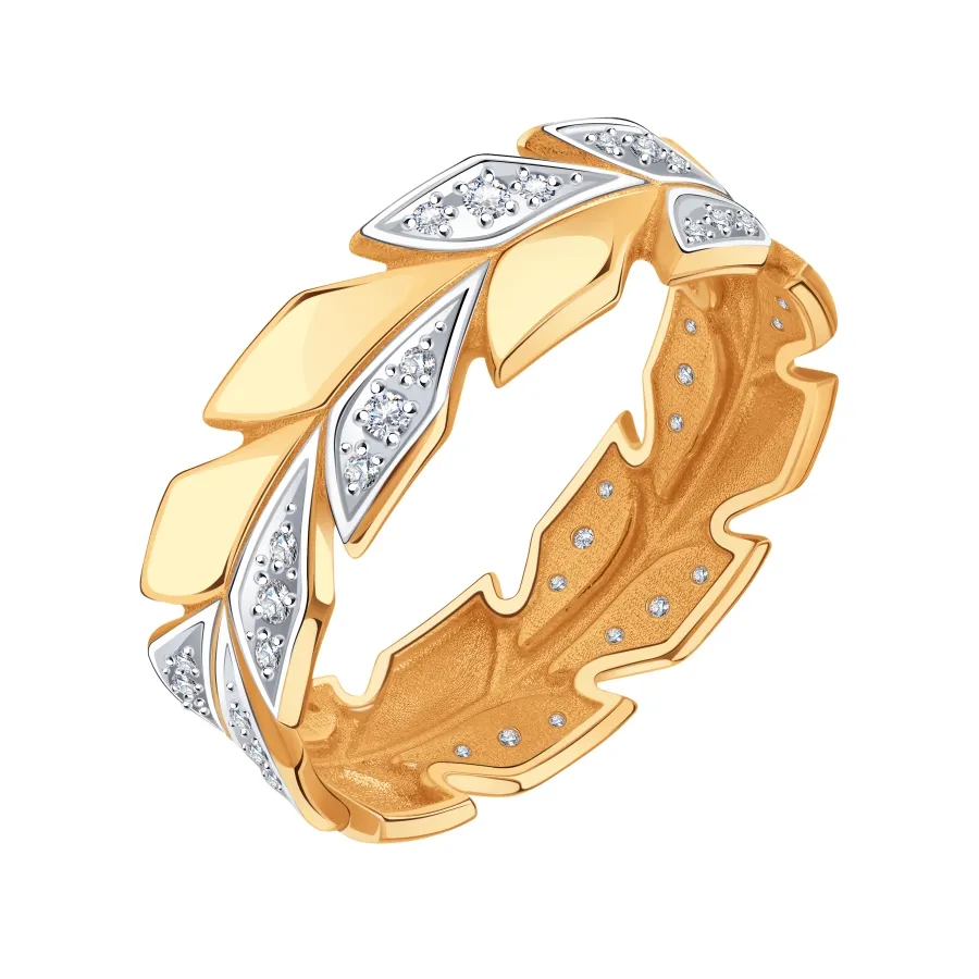 Inel din aur roșu cu Cubic Zirconia Incolor