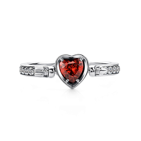 Кольцо из серебра с камнями Фианит Красный, Фианит