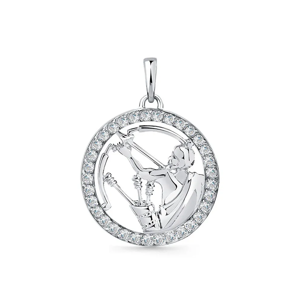 Pandantiv din aur alb cu Cubic Zirconia Incolor
