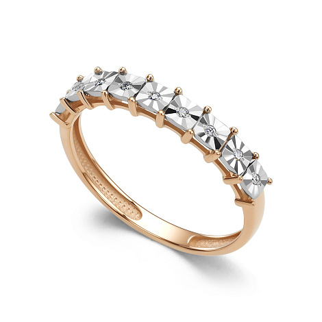 Кольцо из красного золота с камнями Бриллиант