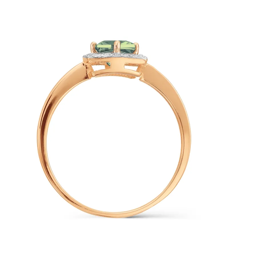 Inel din aur roșu cu Cubic Zirconia Incolor, Crisolit
