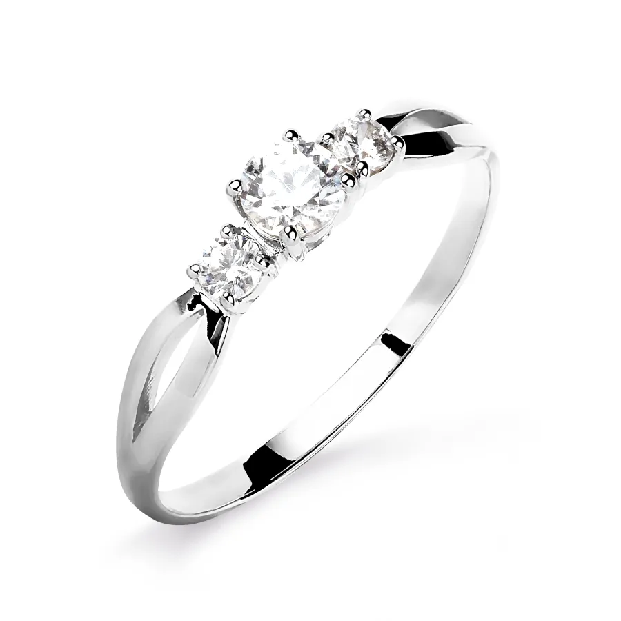 Inel din aur alb cu Cubic Zirconia Incolor