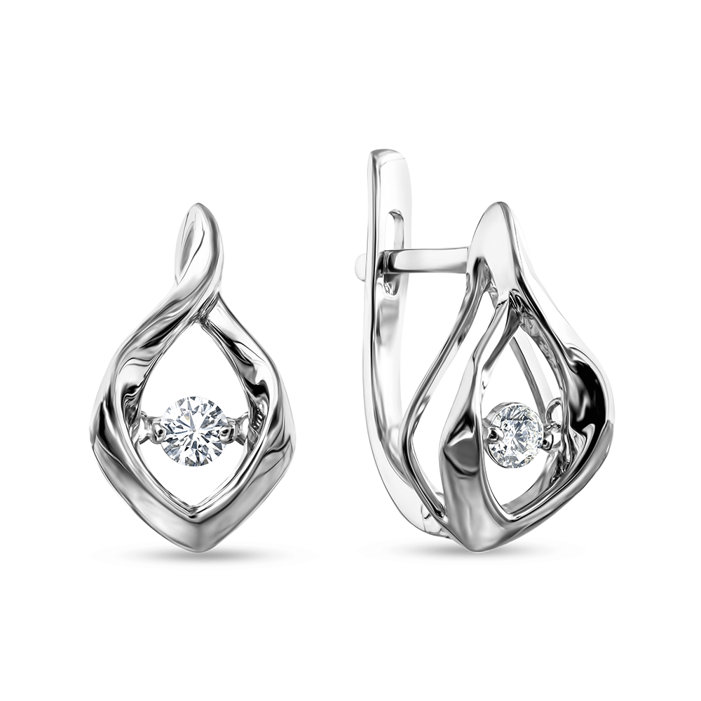 Cercei din aur alb cu pietre Diamant