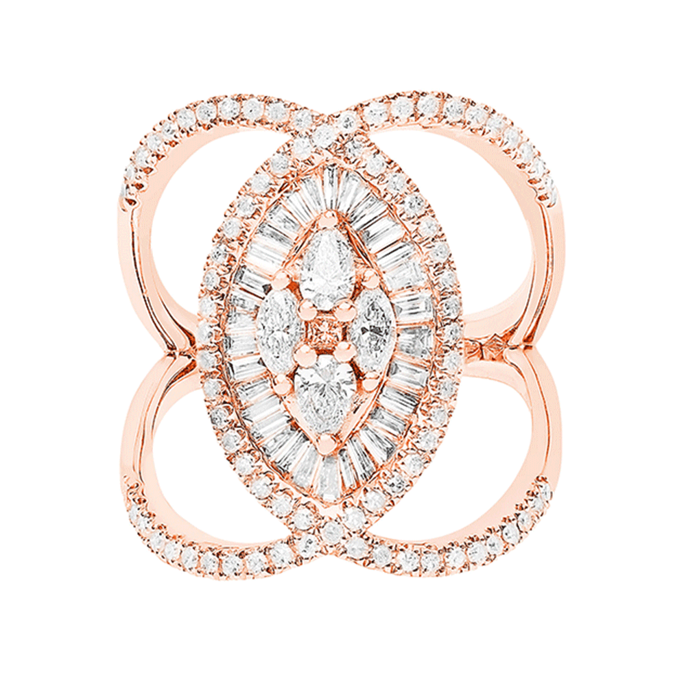 Inel din aur roz cu pietre Diamant
