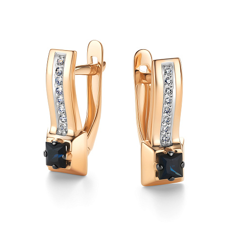 Cercei din aur roșu cu pietre Diamant, Safir