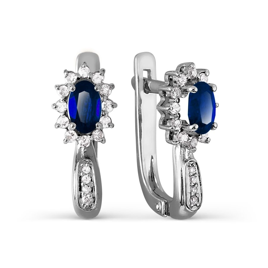 Cercei din aur alb cu pietre Diamant, Safir