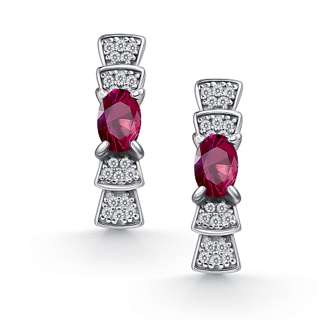 Cercei din argint  cu pietre Cubic Zirconia Incolor, Rubin