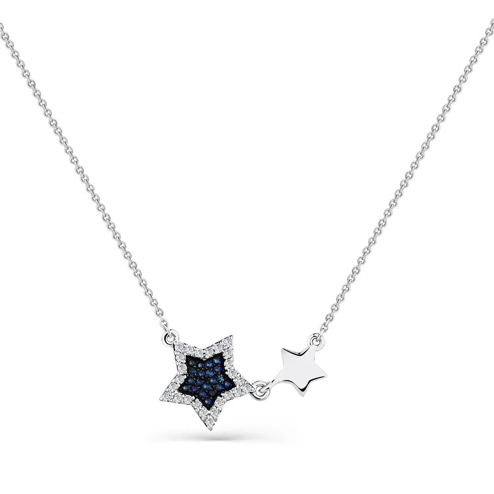 Colier din aur alb cu Diamant, Safir
