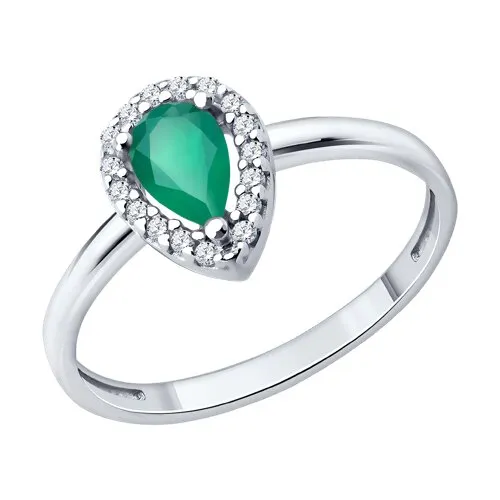 Inel din argint cu Cubic Zirconia Incolor, Smarald