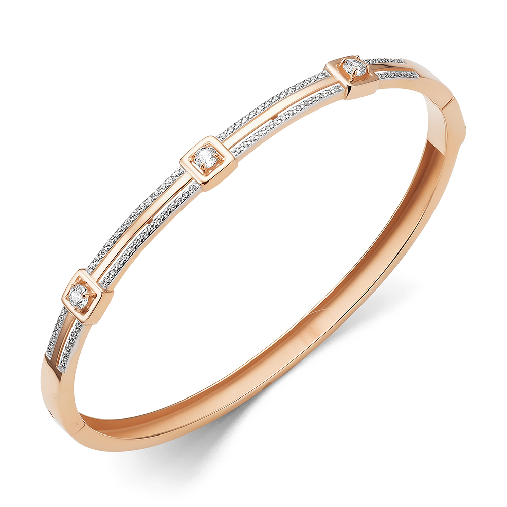 Brățară din aur roșu cu pietre Cubic Zirconia Incolor,