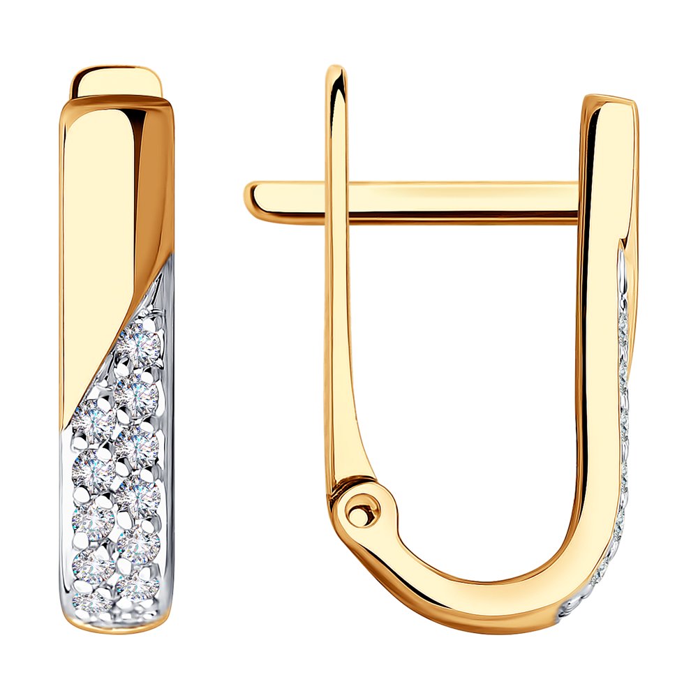 Серьги из красного золота с камнями Фианит