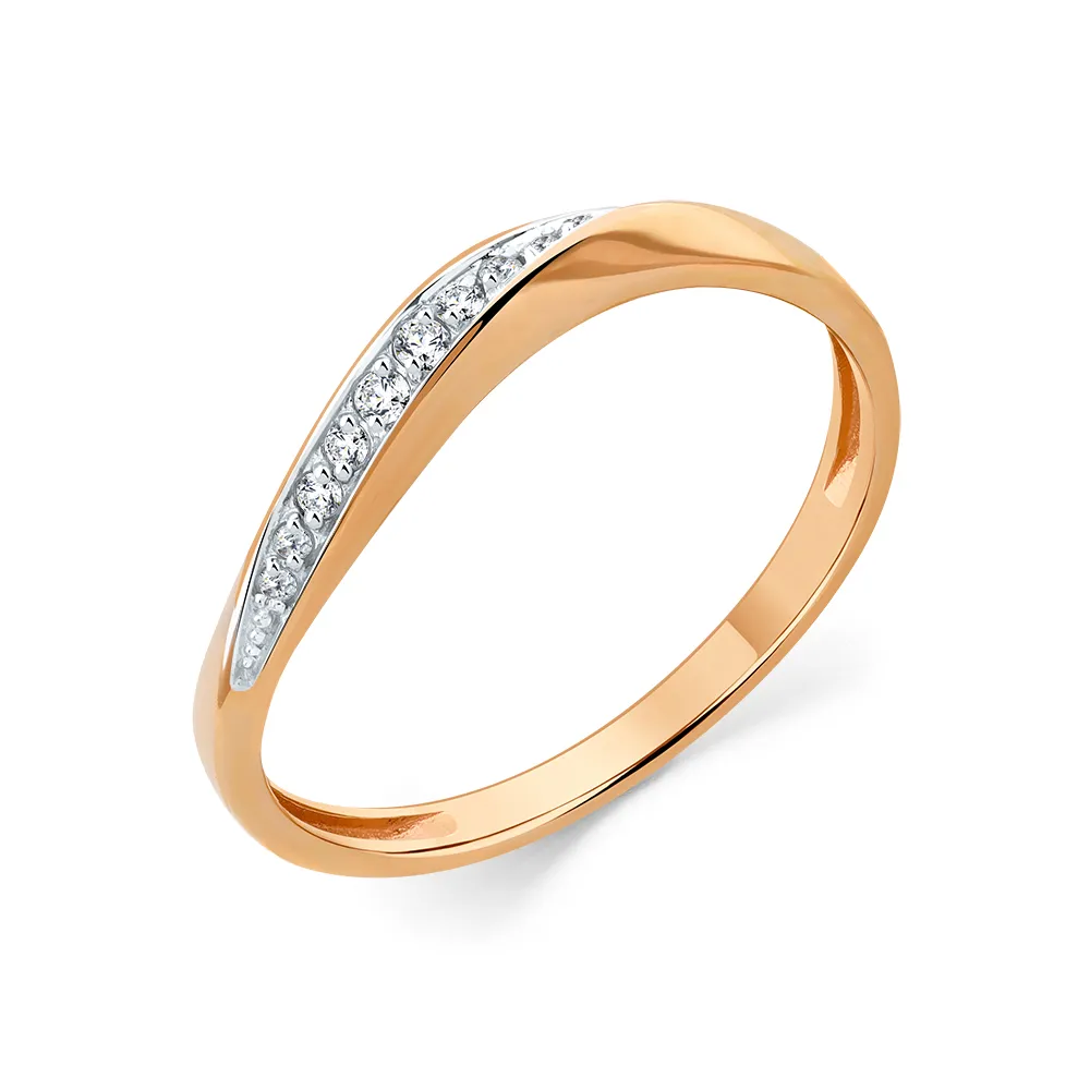 Inel din aur roșu cu Cubic Zirconia Incolor