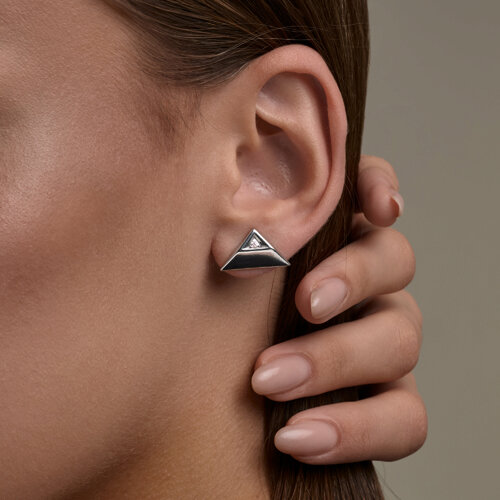 Серьги Пусеты из серебра с камнями Фианит