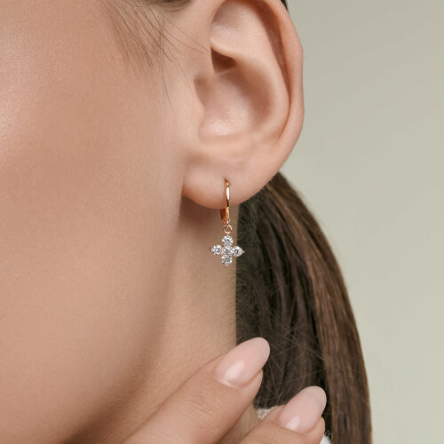 Cercei Creole din aur roșu cu pietre Cubic Zirconia Incolor