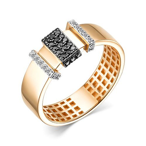 Кольцо из красного золота с камнями Бриллиант, Черный бриллиант