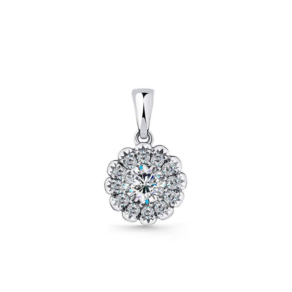 Pandantiv din aur alb cu Cubic Zirconia Incolor