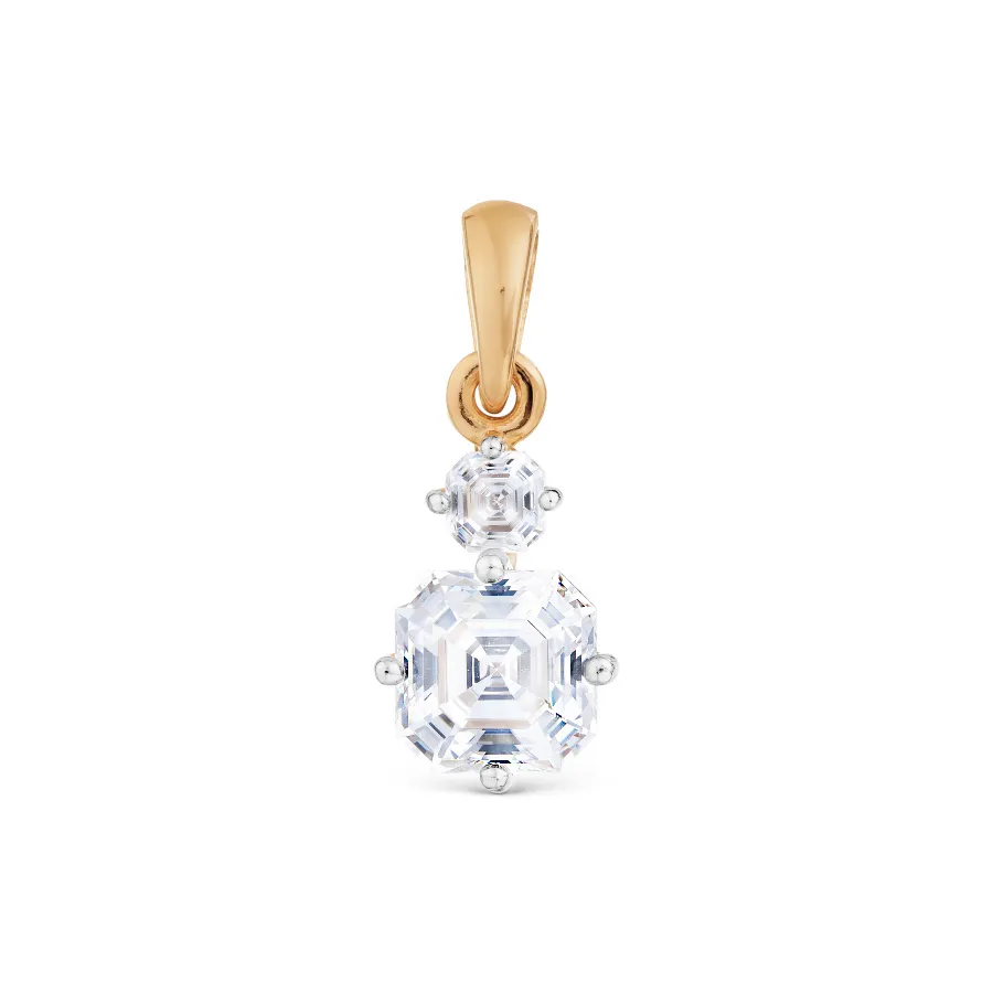 Pandantiv din aur roșu cu Cubic Zirconia Incolor