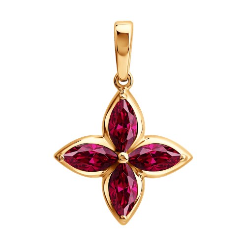 Подвеска из красного золота с камнями Рубин