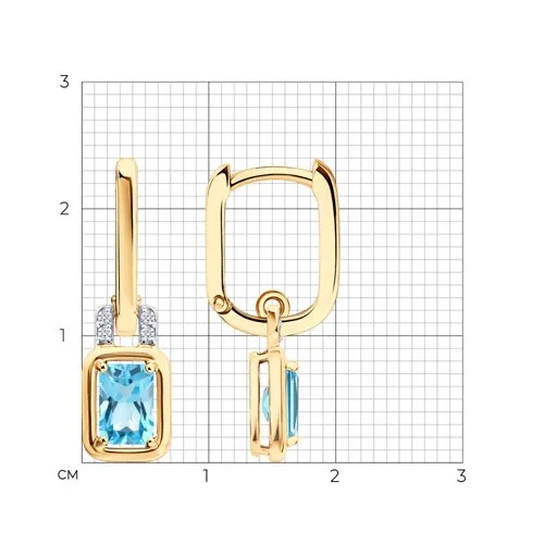 Cercei Creole din aur roșu cu Cubic Zirconia Incolor, Topaz Swiss