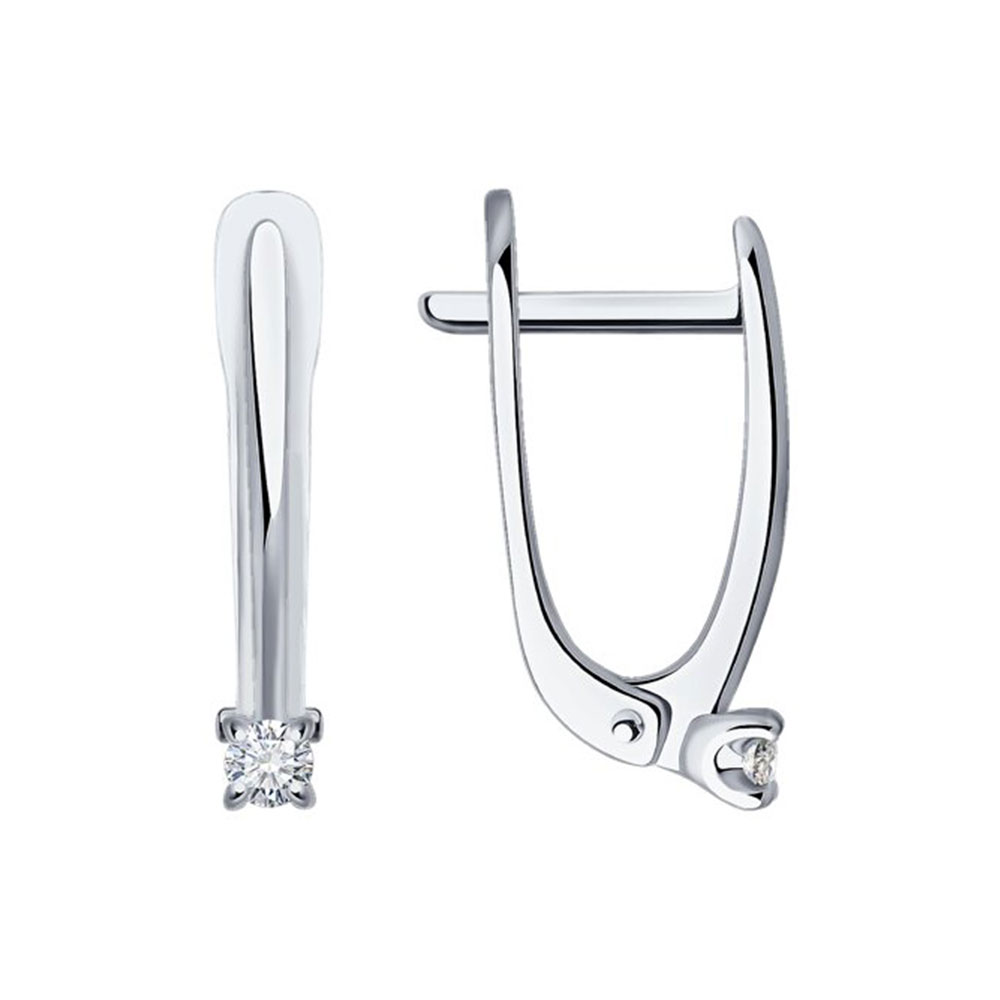 Cercei din aur alb cu pietre Diamant