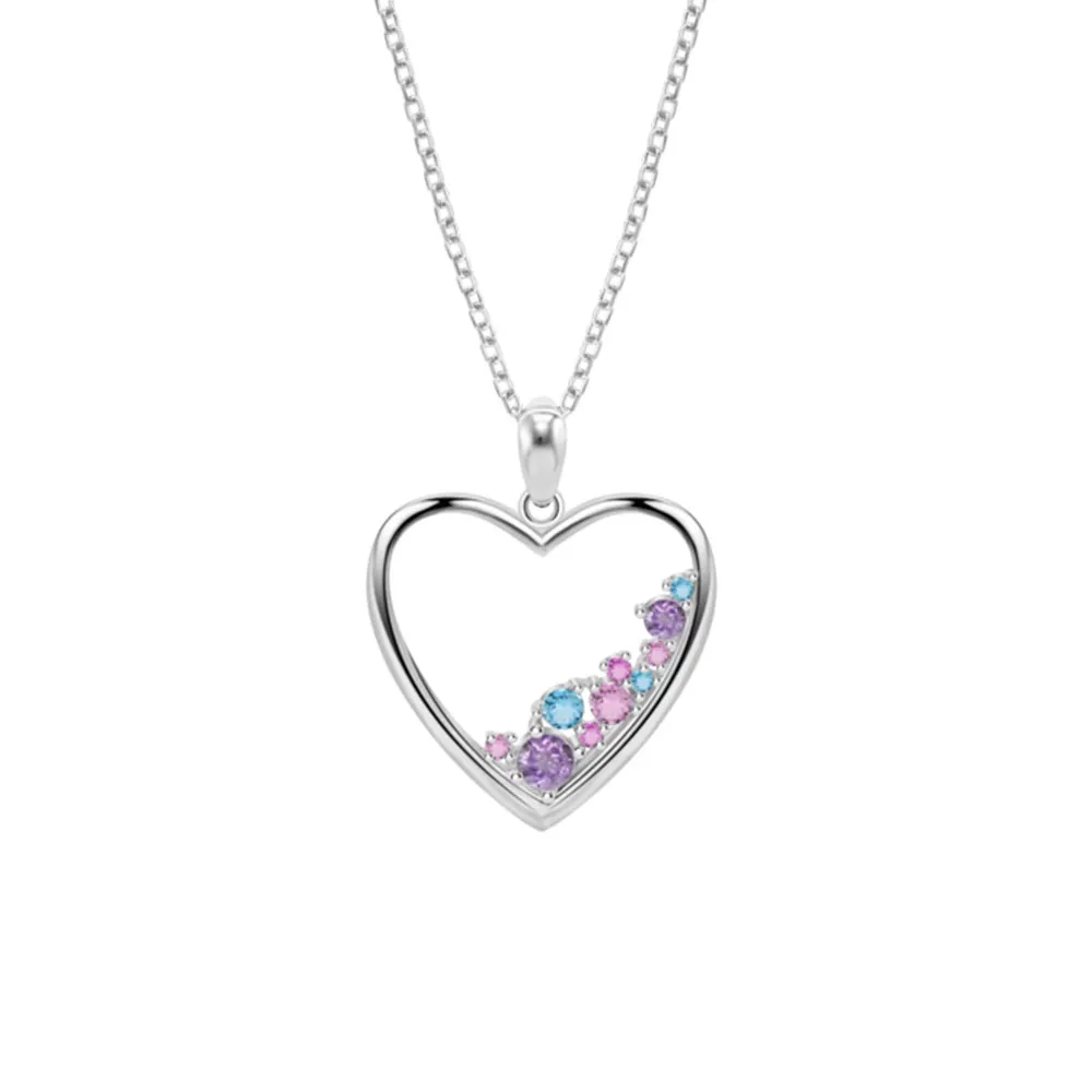 Colier din argint cu Cubic Zirconia Roz, Cubic Zirconia Albastru și Cubic Zirconia Liliachiu