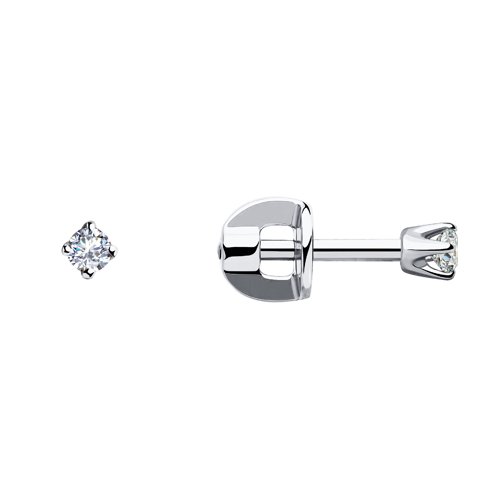 Cercei Pusete din aur alb cu pietre Cubic Zirconia Incolor