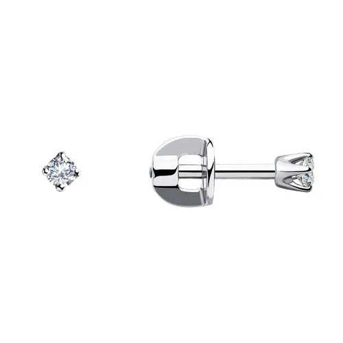 Cercei Pusete din aur alb cu Cubic Zirconia Incolor
