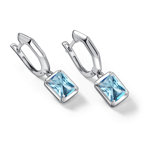Cercei Suspendați din argint  cu pietre Topaz albastru