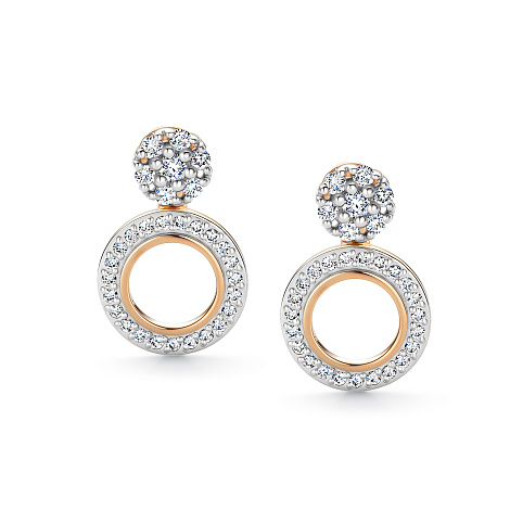 Cercei Pusete din aur roșu cu pietre Diamant