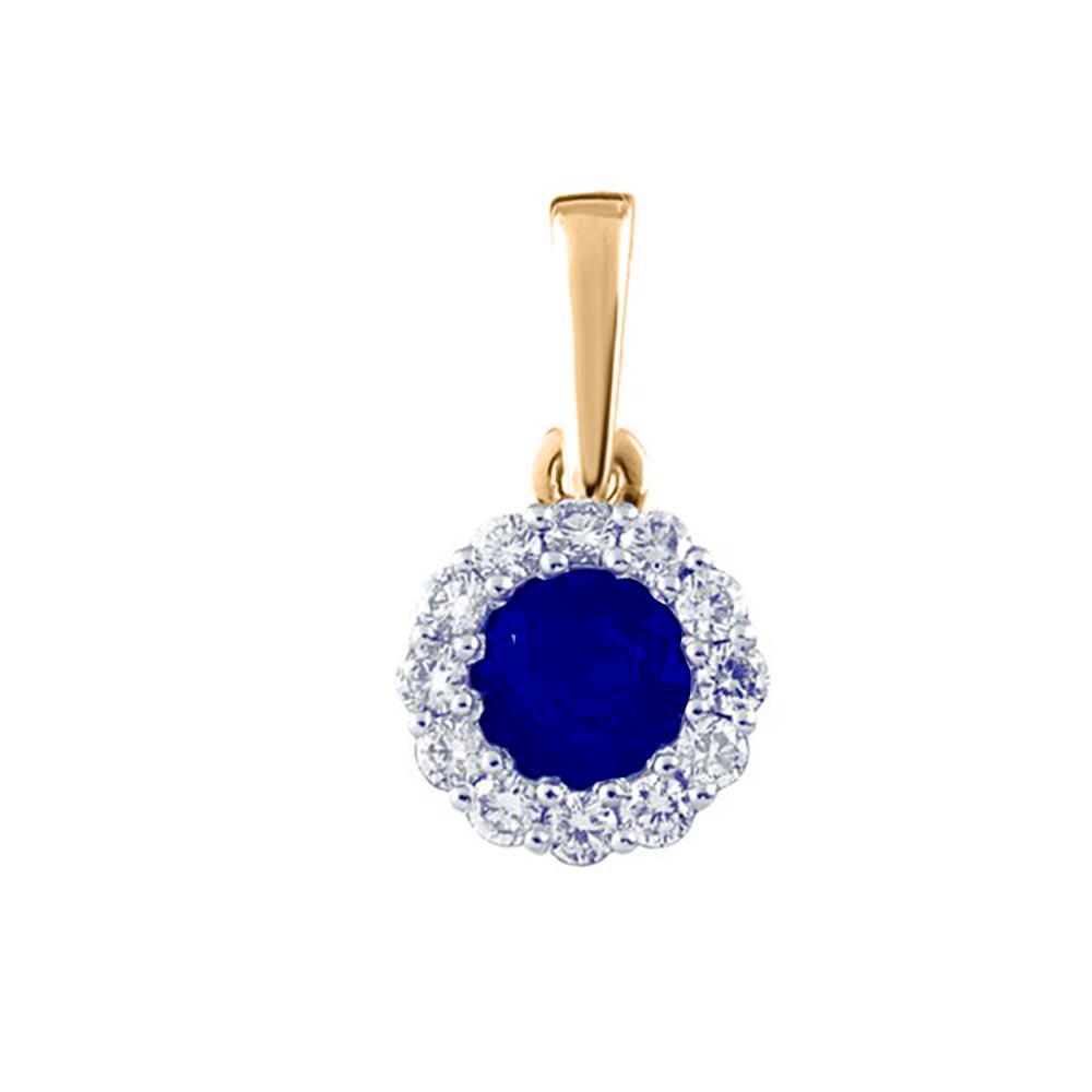 Pandantiv din aur roșu cu pietre Diamant, Safir