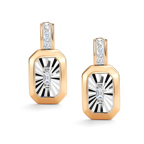 Серьги из красного золота с камнями Бриллиант