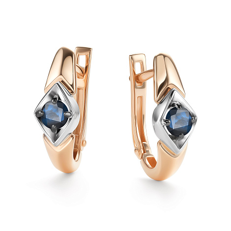 Cercei din aur roșu cu pietre Safir