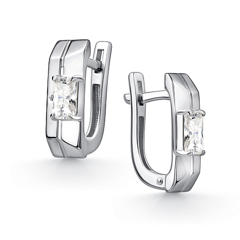 Серьги из серебра с камнями Бриллиант, Горный хрусталь