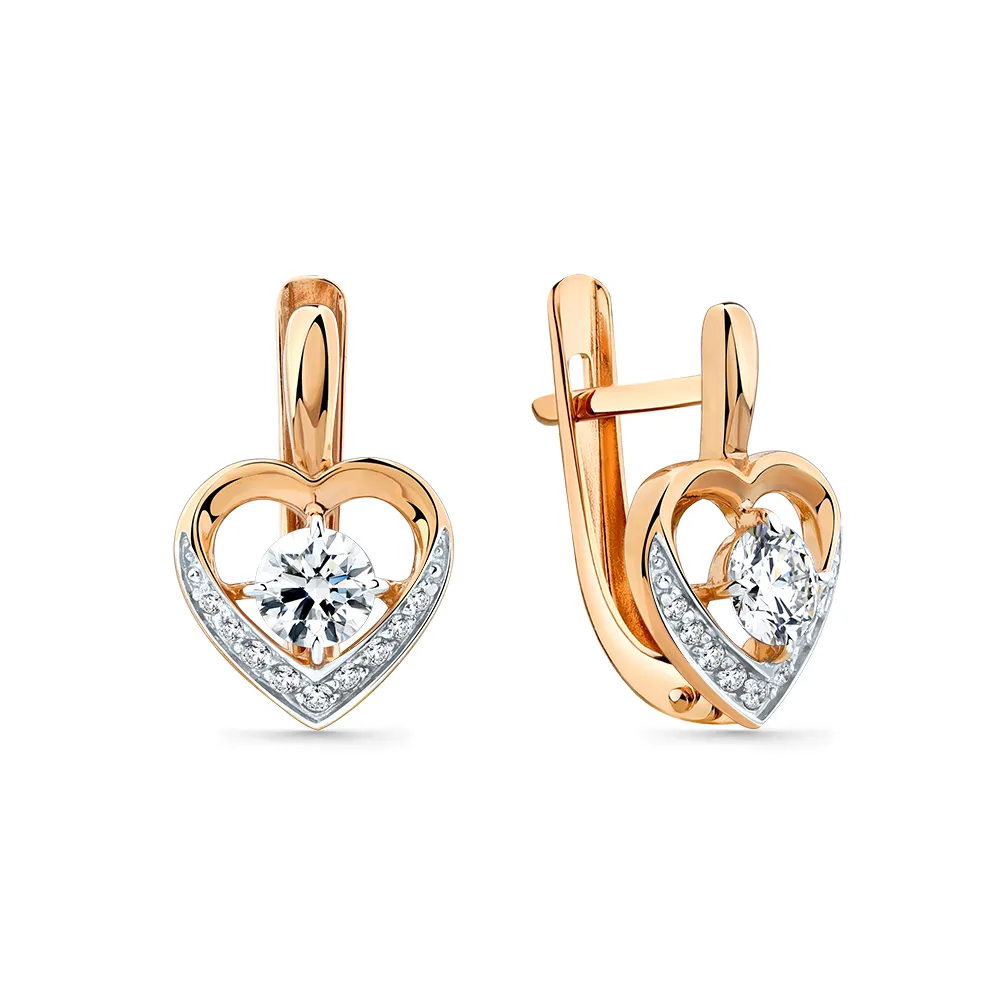 Cercei din aur roșu cu Cubic Zirconia Incolor