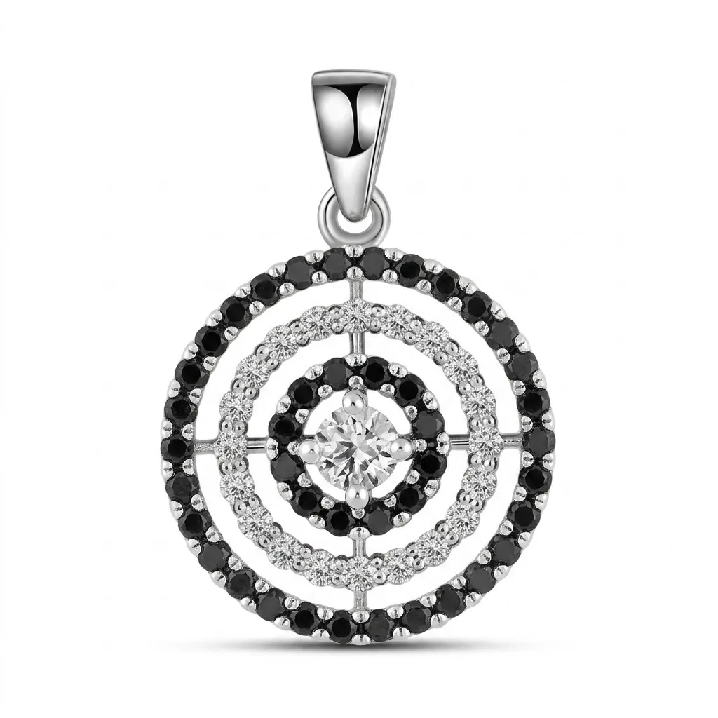 Pandantiv din aur alb cu Cubic Zirconia Negru