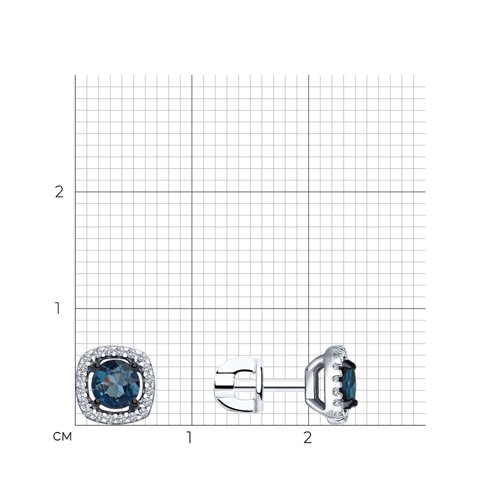 Cercei Pusete din aur alb cu pietre Cubic Zirconia Incolor, Topaz London